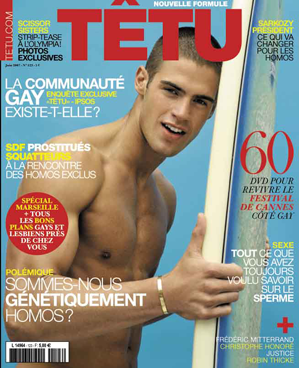 Surfeur en couverture du magazine gay Tetu  Tags surfer homosexualite planche de surf