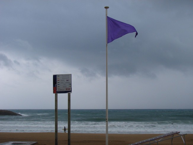drapeau violet plage