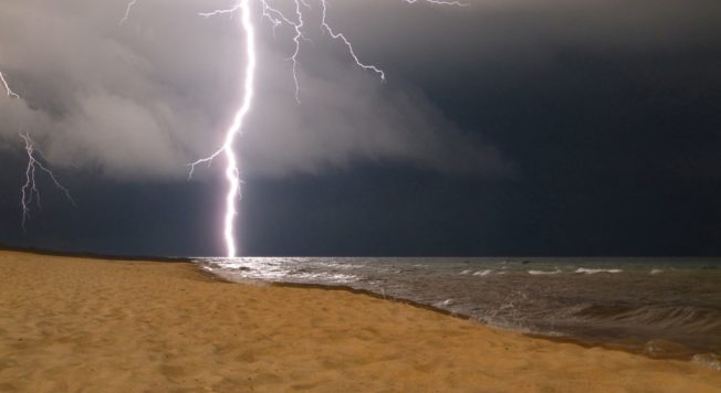 Lightning strikes on water